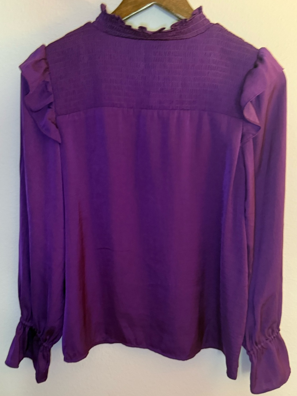 Banana Republic Purple Ruffled High-Neck Blouse